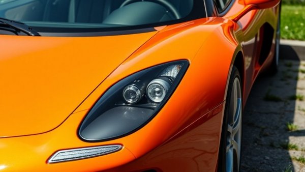 Sleek orange affordable sports car on a sunny road.
