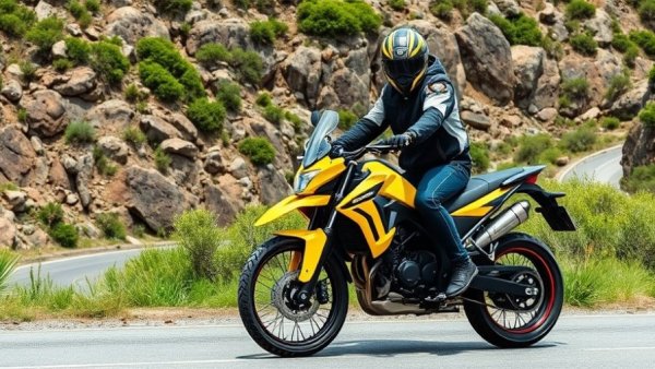Rider on a 2025 Suzuki DR-Z4S dual-sport motorcycle on a mountain road.