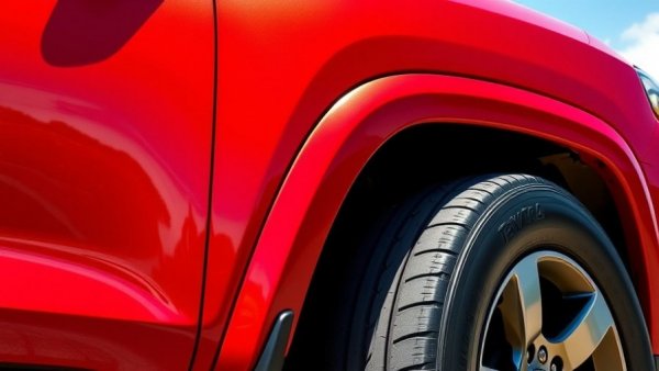Red Toyota Corolla Cross close-up with sleek black tire.