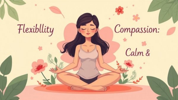 Mindfulness meditation illustration with positive affirmations.