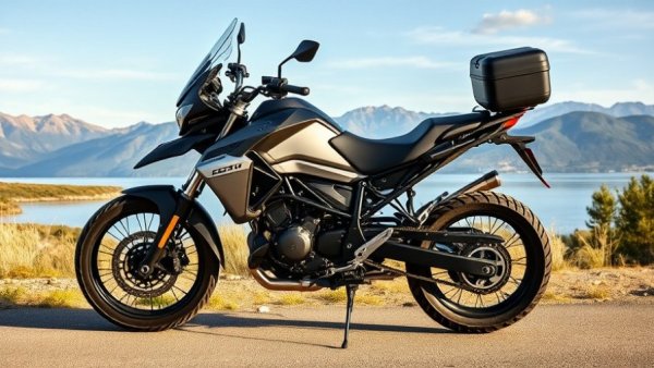 Modern adventure motorcycle by a lake, best adventure motorcycles 2026