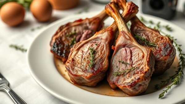 Healthy eating habits with succulent roasted lamb chops.