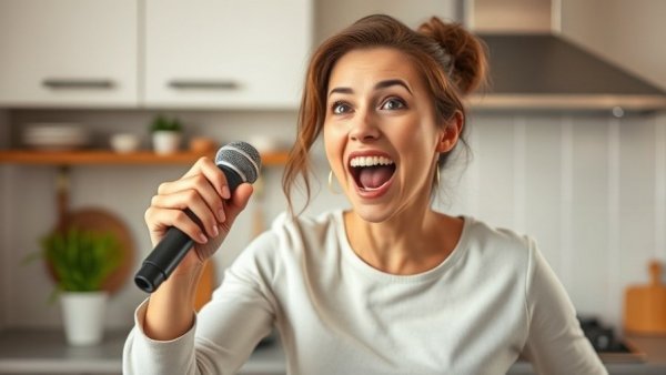 Woman sharing healthy lifestyle tips with enthusiasm.