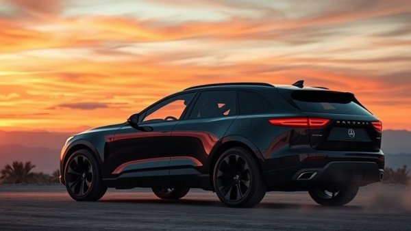 2027 Subaru Getaway EV parked at sunset with scenic mountain backdrop.