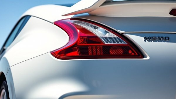 Close-up of Nissan 370Z Nismo badge and tail light.