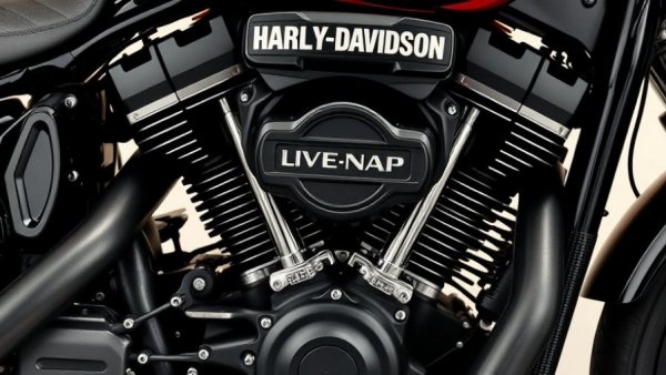 Close-up of the biggest Harley-Davidson engine 2025 in black and red.