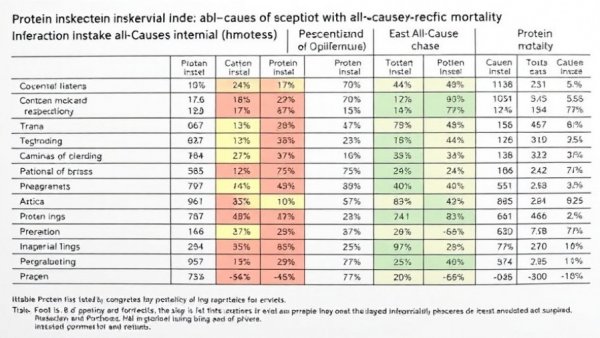 Data table on protein intake and mortality risk.