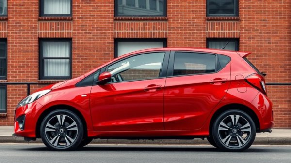 Red compact sedan wheel in urban setting, 2024 reliability.