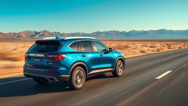 Jeep Wagoneer S in desert scenery driving swiftly.