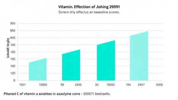 Graph of vitamin C supplements reducing anxiety on white and teal background.