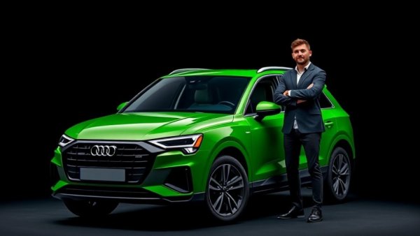 2026 Audi Q3 campaign featuring sleek car in a studio.