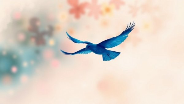 Mindfulness meditation theme with blue bird silhouette in flight.