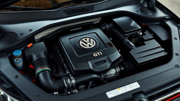 Volkswagen GTI engine showcasing high-performance components.