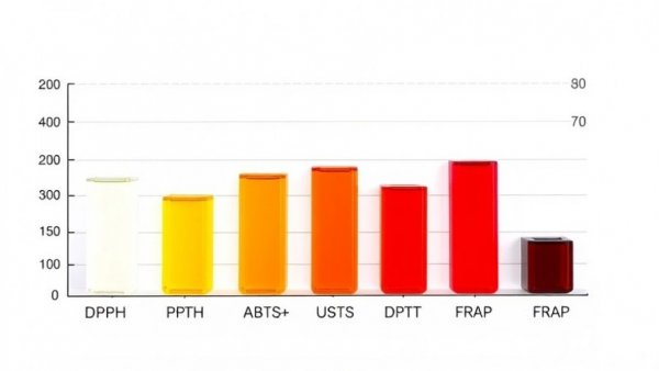 Bar chart comparing DPPH, ABTS+, and FRAP values across different samples.