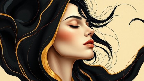 Abstract woman's face conveying calmness in self-care concept.