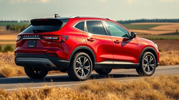 Sleek red SUV parked on rural road, best value cars.