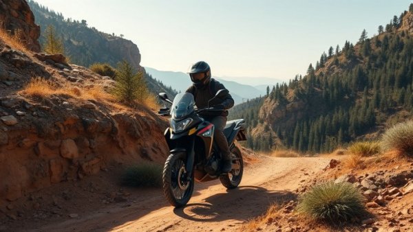 ADV motorcycle performance on rugged off-road trail.