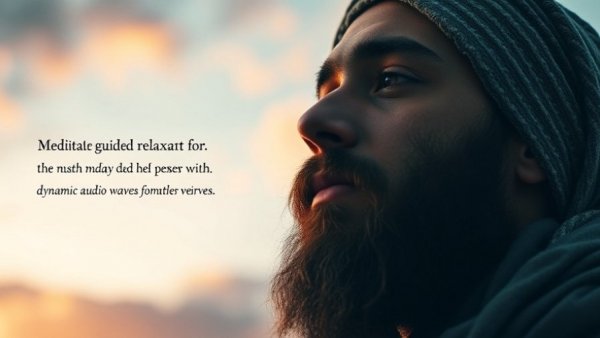 Mindfulness meditation session promotion with serene man.