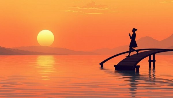 Tranquil illustration of mindfulness meditation near a serene lake