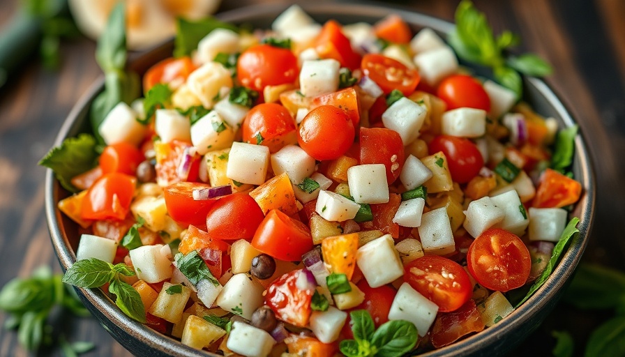 Vibrant No Lettuce Italian Chopped Salad in a bowl.