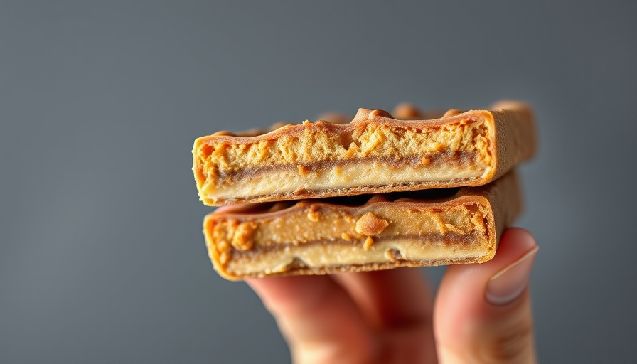 Protein peanut butter Twix bars showing layers close-up