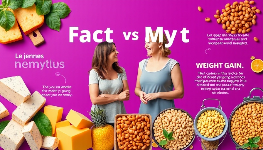 Menopause Weight Loss Myths illustration with food and women comparison.