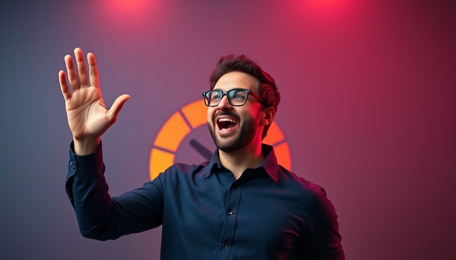 Enthusiastic man with progress gauge on how to live a healthy lifestyle.