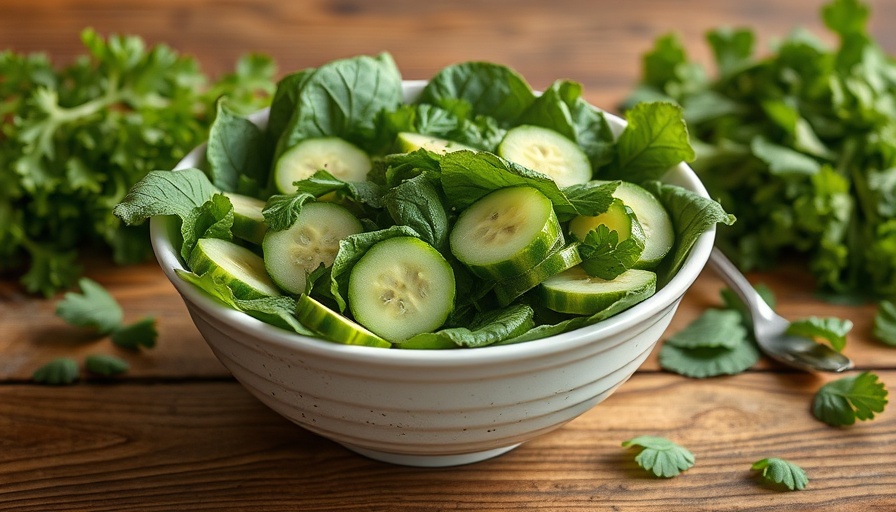 Fresh green salad with cucumbers and greens - healthy lifestyle tips.