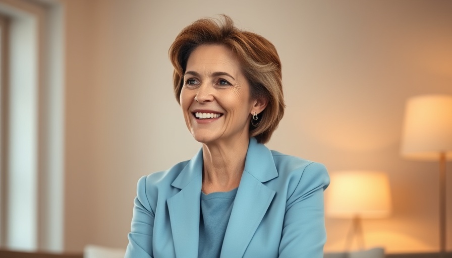Middle-aged woman sharing healthy lifestyle tips indoors.