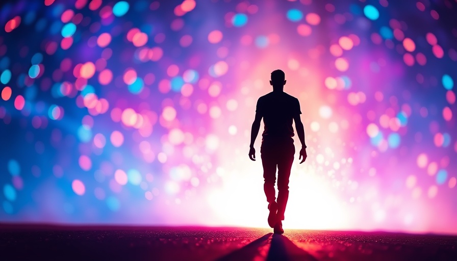 Vibrant silhouette figure in an abstract self-care routine theme.