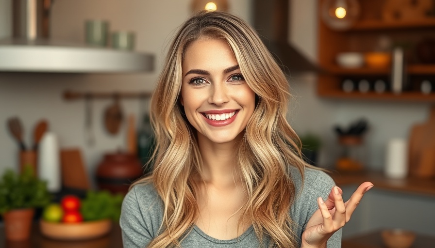 Woman sharing healthy lifestyle tips in a kitchen setting.