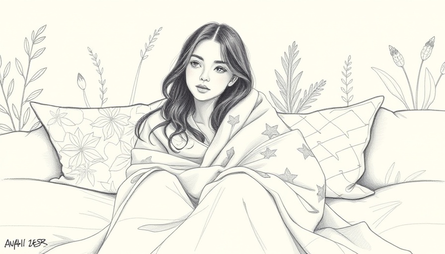 Self-care for anxiety in a cozy setting with young woman wrapped in blanket.