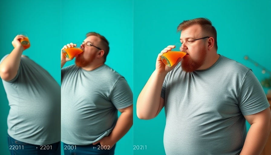 Overweight man drinking juice over 10 days, weight gain progression.
