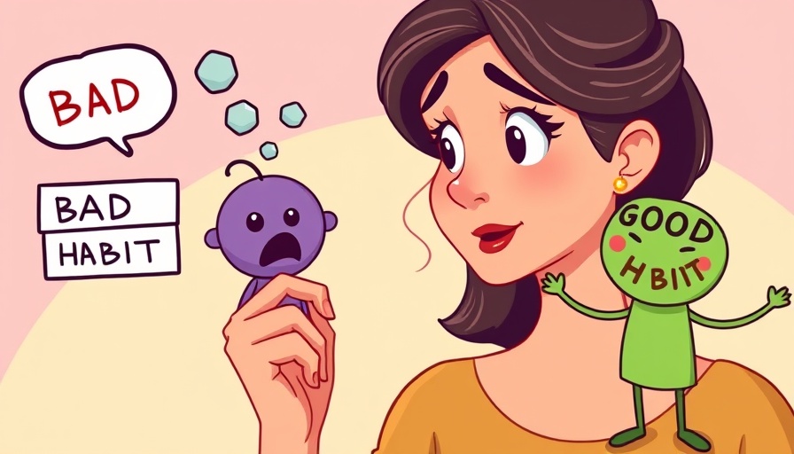 Illustration of how to change your bad habits with symbolic figures.
