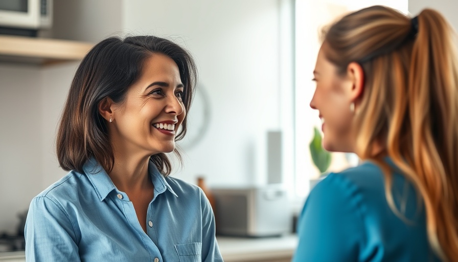 Smiling woman in a kitchen discussing healthy eating for losing weight.