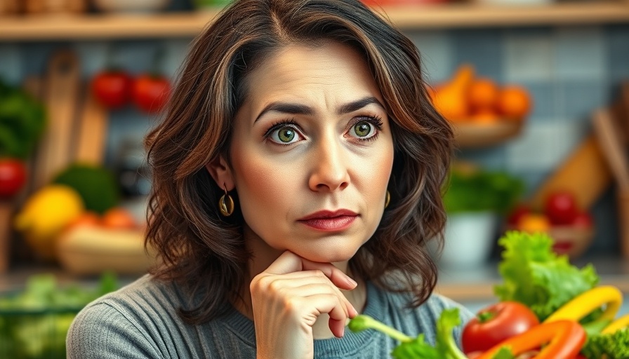 Concerned woman choosing healthier food for sustainable summer weight loss.