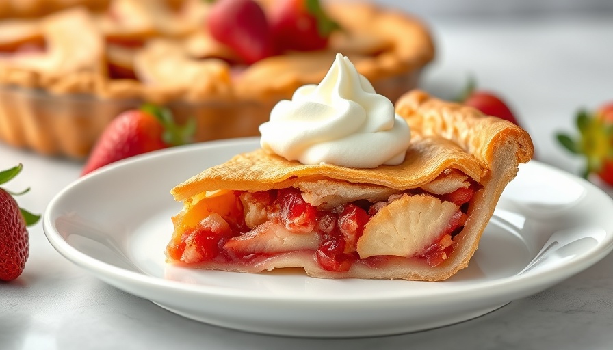 Strawberry Apple Pie slice with whipped cream on a plate.