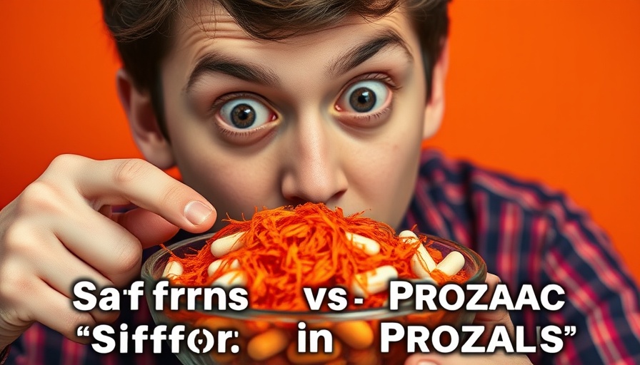 Saffron vs Prozac visual comparison highlighting saffron health benefits.