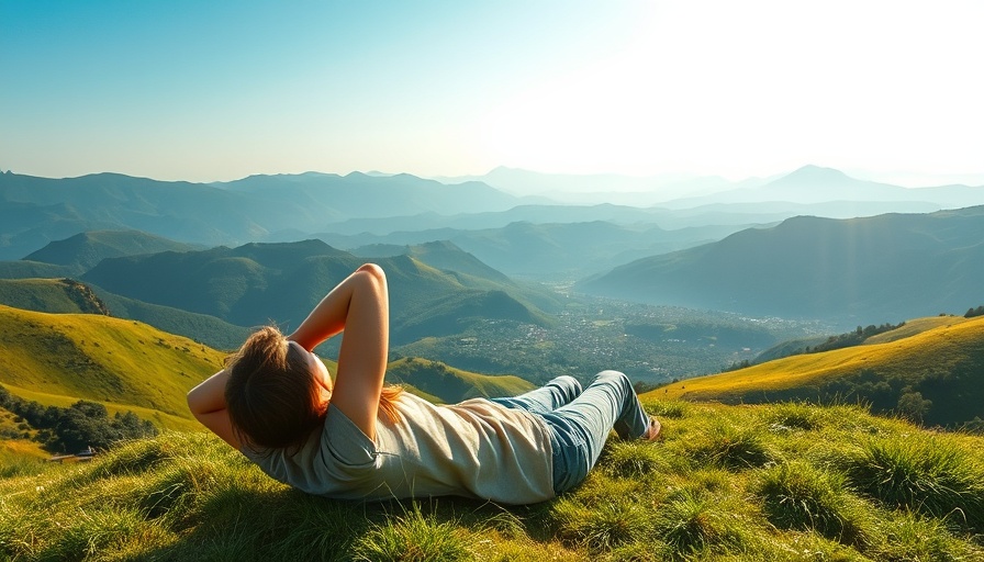 Person relaxing in nature experiencing mindfulness meditation.