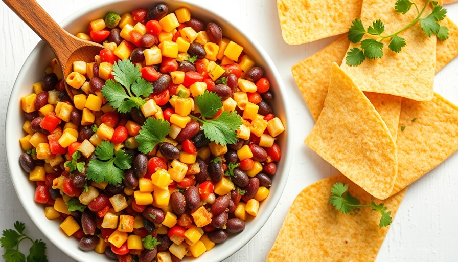 Colorful cowboy caviar, fresh and healthy snack for weight loss.