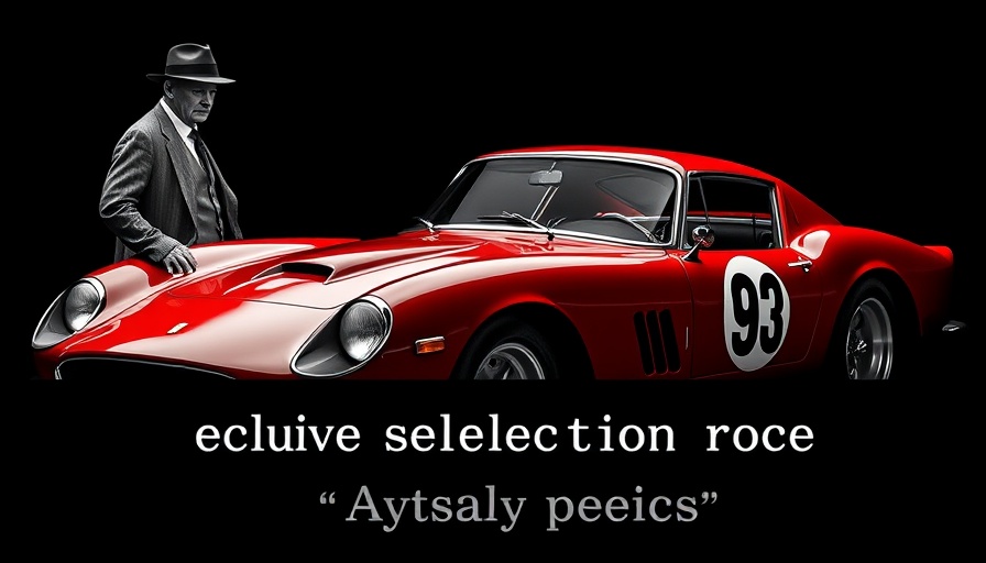 Portrait and Ferrari 250 GTO illustrating Enzo Ferrari's buyer selection.