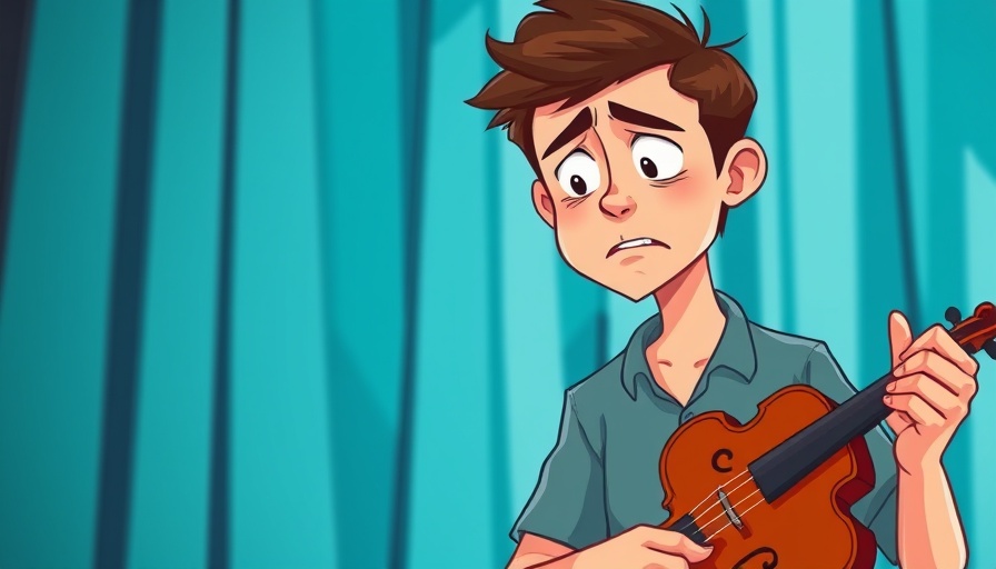 Worried young violinist on stage reclaiming creative confidence.