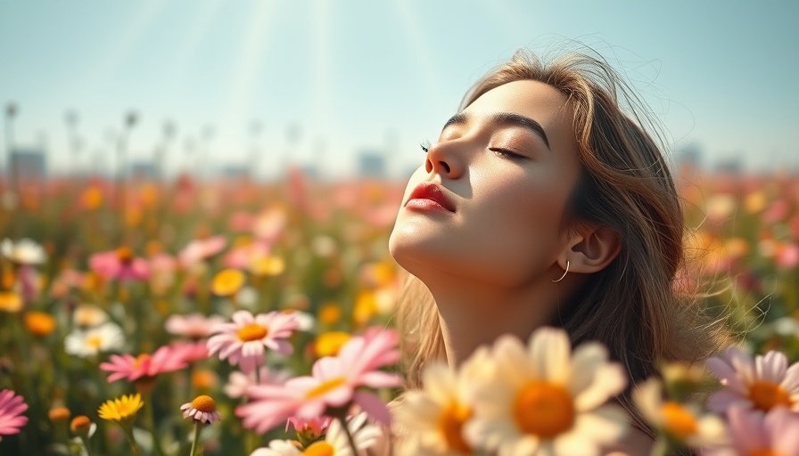 Serene woman in a field enjoying sunlight as part of self-care routine.