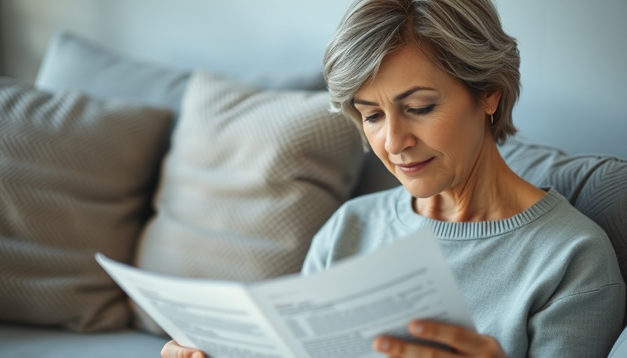 Middle-aged woman relaxing and reviewing a paper on natural ways to boost energy.