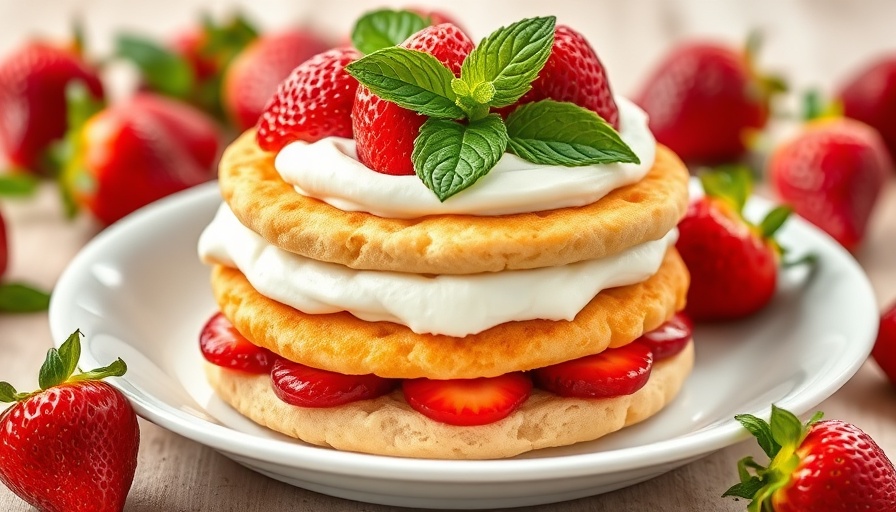 High protein strawberry shortcake with fresh strawberries.