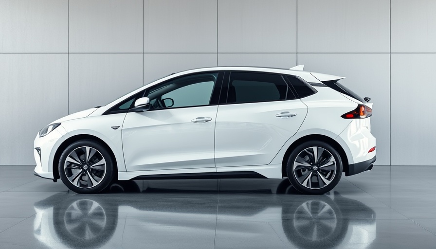 Sleek electric vehicle parked indoors, perfect for reviews.