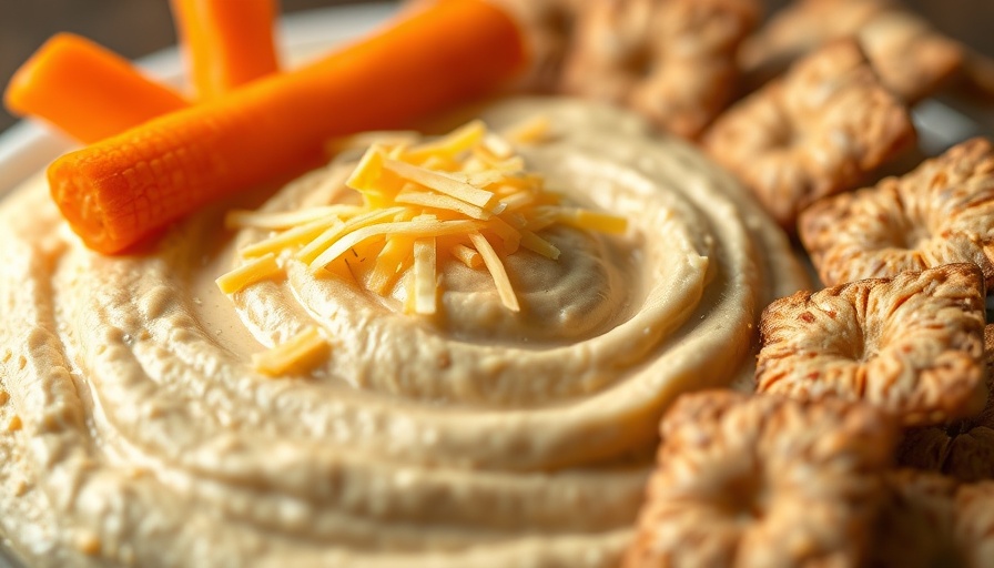 High protein snack bowl with hummus, carrots, and crackers.