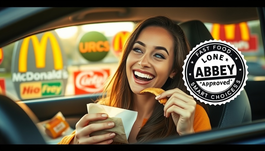 Healthy eating losing weight with smart fast food choices in a car.
