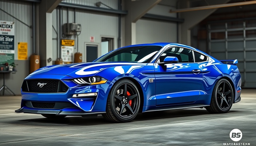 2025 Mustang GTD in a garage, showcasing sleek design.