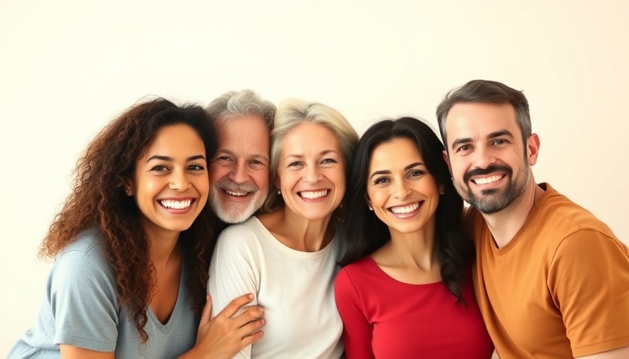 Happy family posing, vibrant health, colorful gradient background.